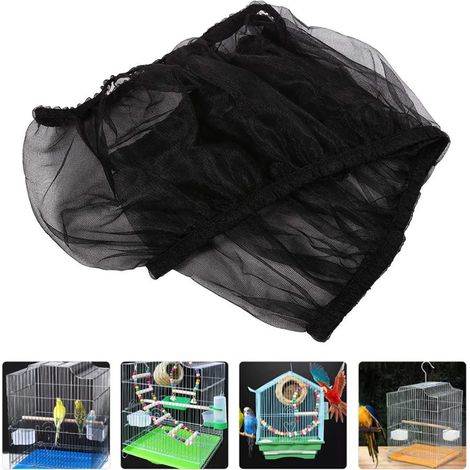 Housse pour cage à oiseaux, récupérateur de graines, filet en nylon ventilé, grande taille.