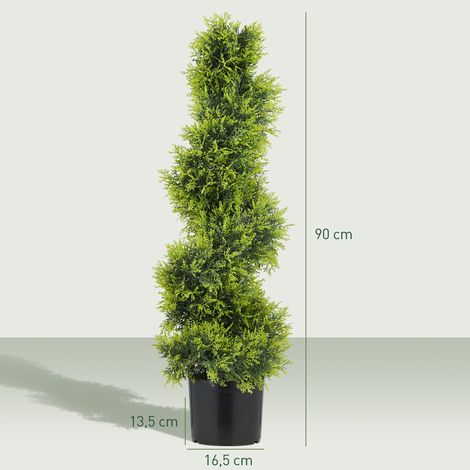 Cyprès artificiel de 90 cm, plante artificielle en spirale, plante artificielle en plastique en pot, décoration moderne (1/5)