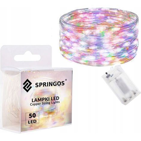 LUCI A FILO 50 LED 5M A BATTERIA LUCI DI NATALE FILO MULTI