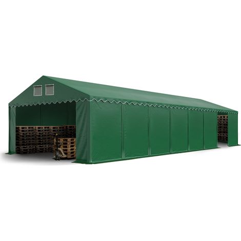 Hangar tente de stockage 5 x 18 m d'élevage de 2,60m de hauteur vert fonce PVC 800 N imperméables (1/5)