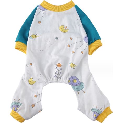 1 pyjama pour chien et chat, grenouillère en coton, bleu lac, taille S/M/L/XL, vêtements confortables pour chiots et félins (1/5)