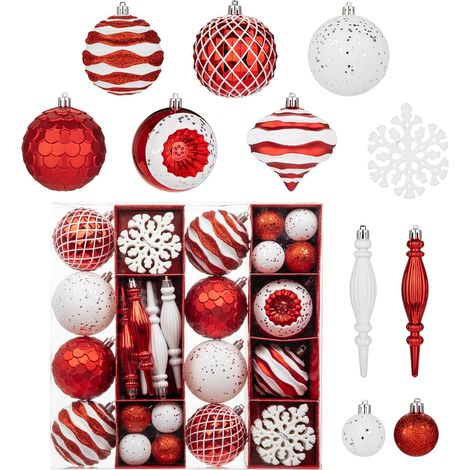 Lot de 50 boules de Noël en plastique - Décoration de Noël - Kit de décoration de Noël - Boule de Noël - Coffret cadeau pour sapin de Noël, fête de mariage (1/5)