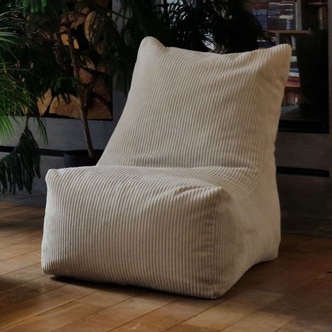 Pouf relax 76x97x90 cm en velours côtelé beige