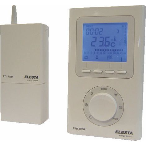 Thermostat d'ambiance digital programmable radio – Portée 300m – Hystérésis réglable 0,2 à 2°C – Modes confort, économique, hors gel – Elesta