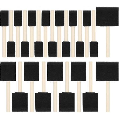 24 stuks schuimrubberen verfkwasten, sponskwasten met houten handvat voor schilderen, beitsen, lakken en doe-het-zelf knutselprojecten (2,5 cm, 5 cm en 7,5 cm) (1/5)
