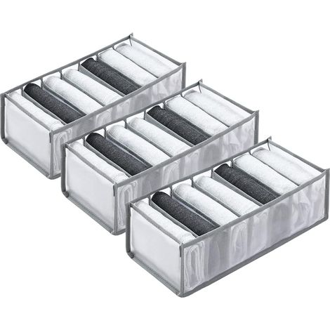 MINKUROW 3 Stück Schubladen Organizer für Jeans Hosen Hemden, Aufbewahrungsboxen Schubladenbox, Organizer Box 17x36x12 cm7 Staufächer (1/5)