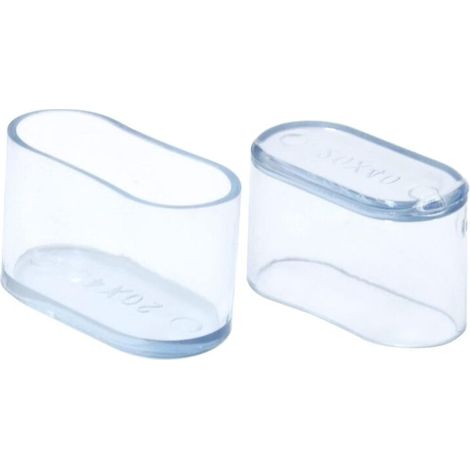 Tapones ovalados transparentes de PVC - Paquete de 8 para patas de sillas y mesas (20 x 40 mm)