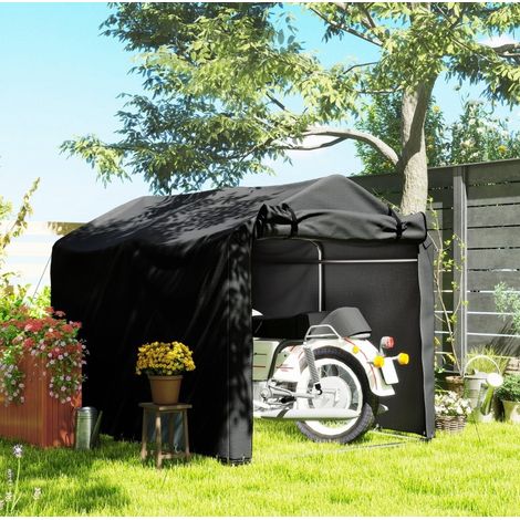 Tente garage 220x157x165 cm en métal noir, facile à monter pour jardin FloraGrace (1/5)