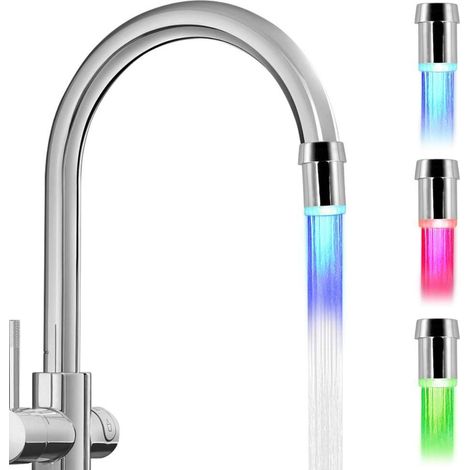 Robinet LED - Adaptateur à Changement de Couleur selon la Température - Pour Robinet Cuisine et Salle de Bain - 24 mm Filetage Intérieur - Lot de 2 (1/5)