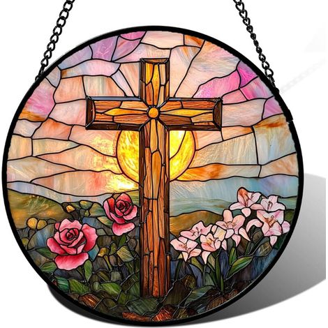 Attrape-soleil 30 cm – Panneau vitrail décoratif peint à la main (1/4)
