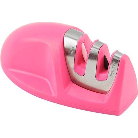 Kitchen Sharpener(Pink) Professional 2 in 1 Manual Knife Sharpener for Stainless Steel and Ceramic Knives of All Sizes, Non-Slip Base Black