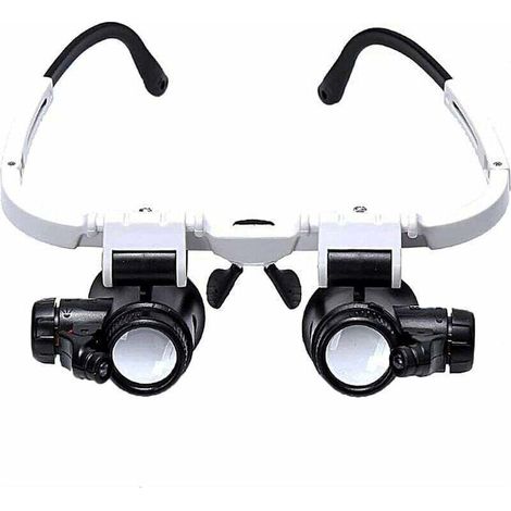 Lunette Loupe - 2 Lumières LED - Loupe Binoculaire - Lampe Loupe Grossissante pour Horloger, Lecture, Bijoutier, Couture - 8X-15X-23X (1/4)