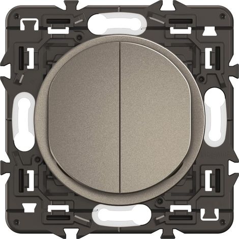 Interrupteur/Va-et-vient double lumineux 10A - Design moderne - A équiper d'une plaque - Titanium (1/4)