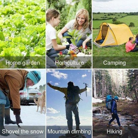 Pala multifunzione pieghevole 10 funzioni, ideale per campeggio, sopravvivenza, escursioni e giardinaggio. (1/3)