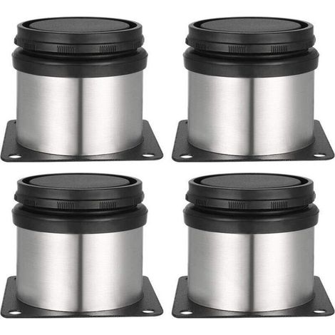 Pieds réglables pour meuble, armoire et table en acier inoxydable brossé, hauteur ajustable 0-15 mm, diamètre 50 mm avec vis inox (1/5)