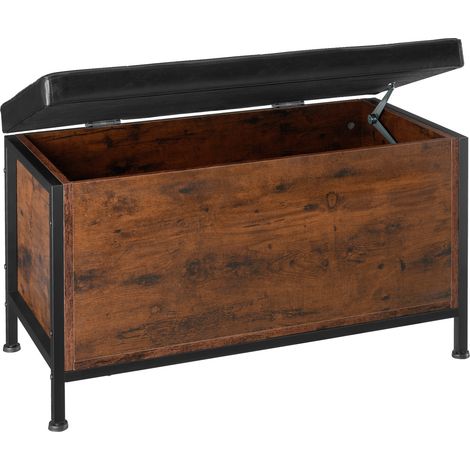 Tectake – Coffre banquette matelassée 81,5 x 41,5 x 50,5 cm – Similicuir résistant – Rangement compact pour entrée, chambre ou salon (1/5)