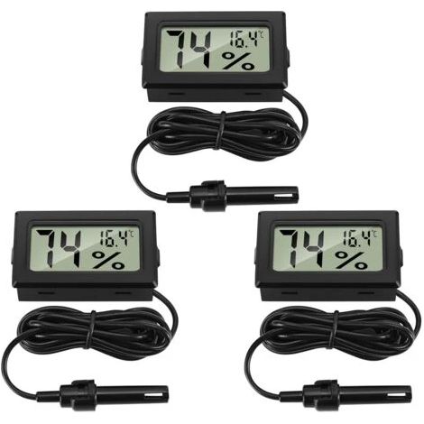 Thermomètre-hygromètre numérique avec sondes externes, appareil de mesure de la température et de l'humidité pour incubateur à reptiles, volaille, pièce à reptiles, salon (FMY) (1/5)