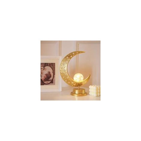 Magisches Mond-LED-Nachtlicht, Galaxienlampe, handgefertigte 3D-Tischlampe aus Schmiedeeisen, Wohnaccessoires - Crezuo