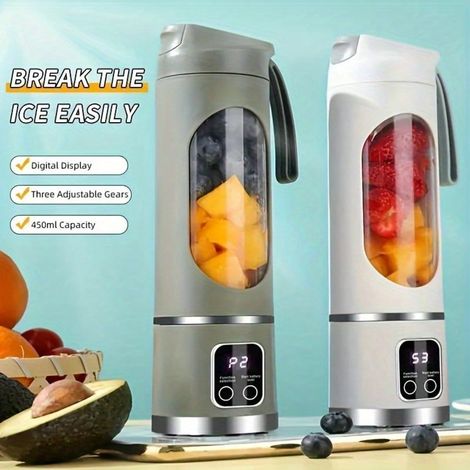 Mixeur Presse-agrumes Portable Mini à 12 Lames, Alimenté par USB, Écran Numérique, 3 Modes, Nettoyage Rapide, Design Compact, Pour Smoothies et Jus Frais, Vert (1/4)