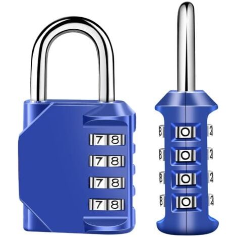 4-Digit Cadenas à Combinaison, Serrure Combinée Imperméabiliser, Métal étanche et Fermoir Combiné en Acier Plaqué (604 large 4 digit size short beam po blue) (1/3)