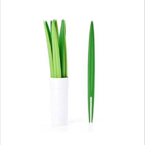 Grüne Obstgabeln mit Bambusblattmuster - 10-teiliges Küchenutensil-Set (1/5)