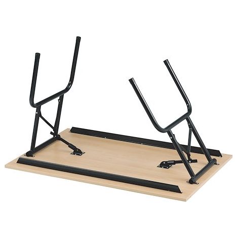 Table pliante extensible hêtre 120 x 80 cm – Structure renforcée – Pieds pliants métal laqué noir – Hauteur 72,5 cm – Nowy Styl