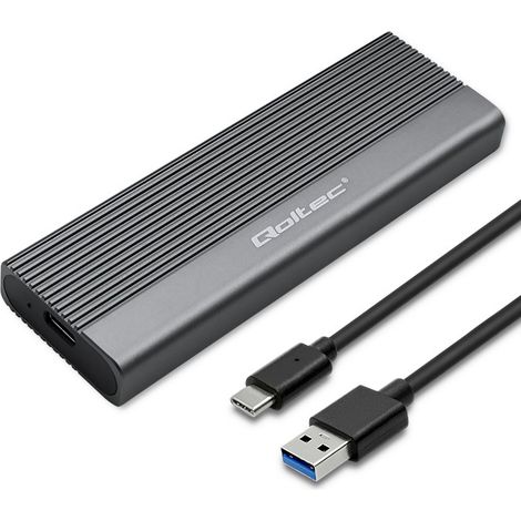Case in alluminio Qoltec Alloggiamento per SSD M.2 SATA NGFF USB-C Super Speed 2 TB Grigio (1/5)