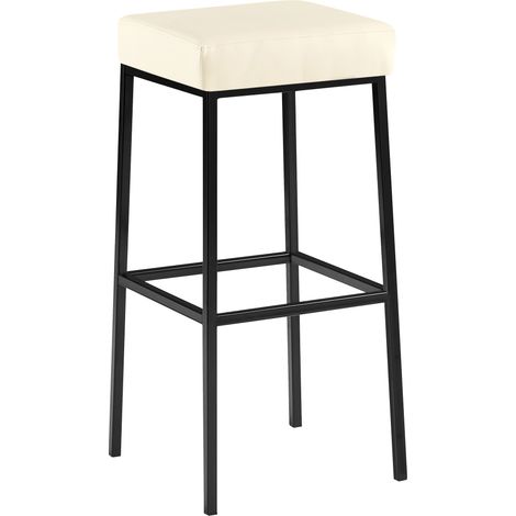 Sgabello da bar Montreal rivestito in finta pelle nero crema (1/5)