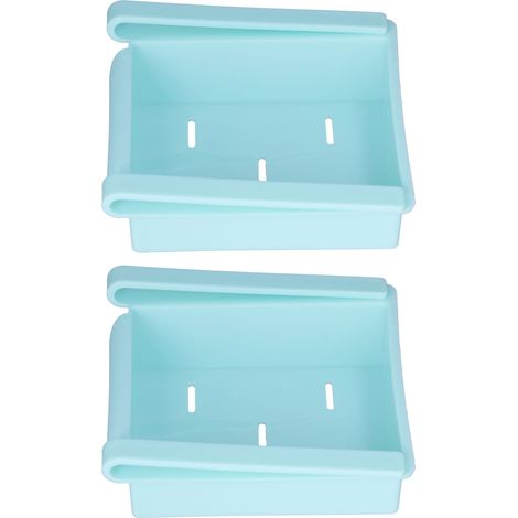Lot de 2 étagères de rangement coulissantes pour réfrigérateur, avec désodorisant et compartiments intégrés (bleu). (1/5)