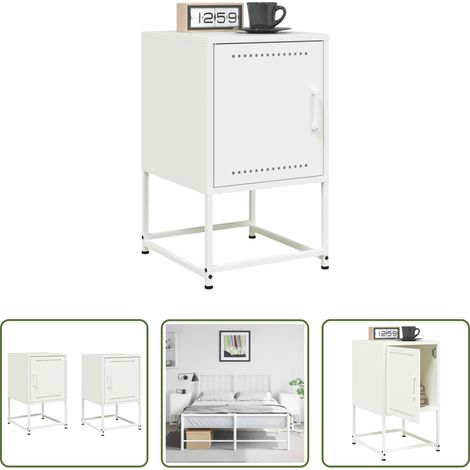 Meuble industriel - Tables de chevet 2 pcs blanc 36x39x60,5 cm acier (1/5)