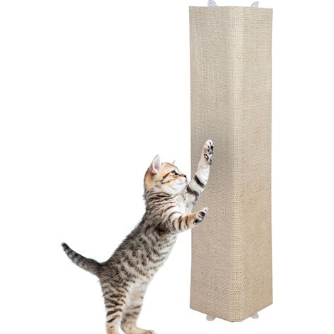 Katzen Kratzbrett mit 2 verschiedenen Seiten - 80 x 27 cm - Sisal und Plüsch Kratzecke zum Legen oder Hängen - Wand Kratzmatte Kratzbaum