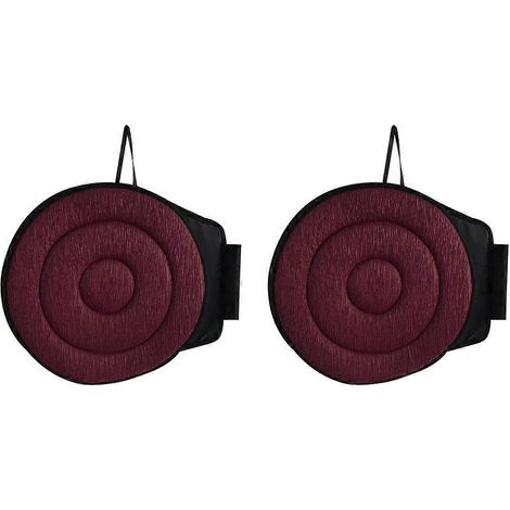 Lot de 2 coussins de siège pivotants à 360°, 40 cm, pour voiture, siège pivotant pour personnes âgées, pour la maison ou les chaises de bureau, couleur bordeaux. (1/5)