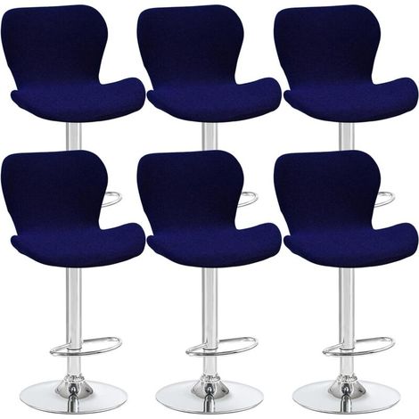 Lot de 6 housses de tabouret pivotant incurvées, bleu marine, 40 x 30 x 30 cm, pour chaise de bar à dossier bas, idéales pour les comptoirs, les bars et les cuisines (1/5)