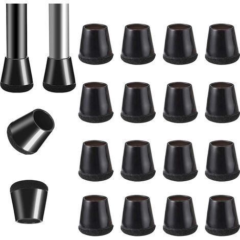 16 Pièces Protection Pied de Chaise Silicone Noir,Patin Chaise,Protege Pied de Chaise avec Tampon Feutré,Tampon Chaise,Patins pour Chaises,pour Sols en Bois Dur et Carrelage(15-18mm) (1/5)