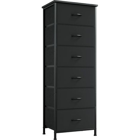 Commode de Rangement à 6 Tiroirs en Tissu, Noir (1/5)