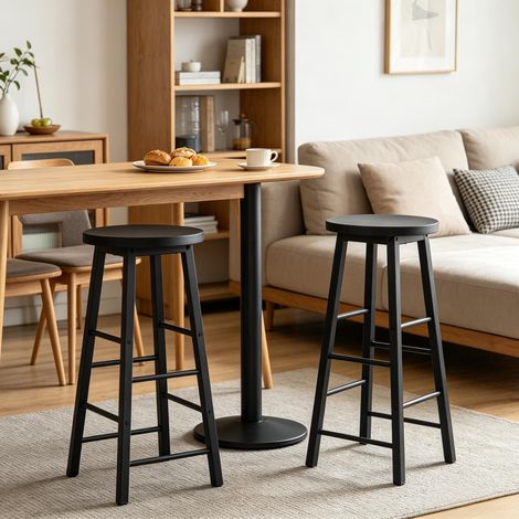 Chaise haute bistro, lot de 2 tabourets de bar avec repose-pieds – tabourets de cuisine design moderne pour îlot, bar ou salle à manger (1/3)