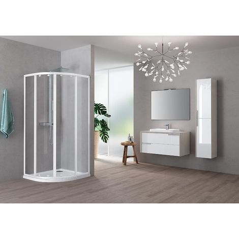 Paroi de douche quart de cercle H190 cm extensible de 88 à 91 cm passage 54 cm - Novellini