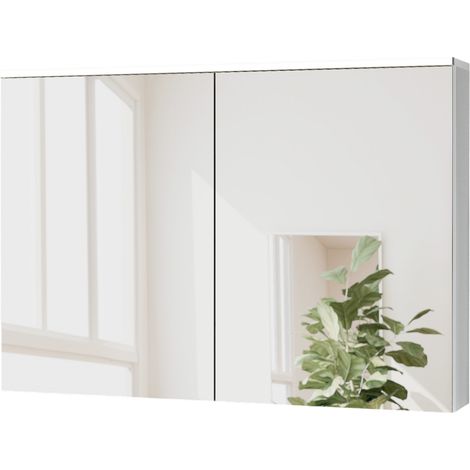 Spiegelschrank Bernstein SOLO mit LED-Beleuchtung 100cm 2 Türen Farbe: Weiß matt