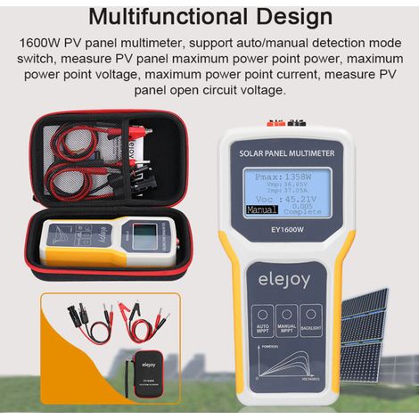 1600W Photovoltaic Panel Multimeter MPPT Solar Tester Open Circuit Voltage Test Device Maximum Power Point Current Meter LCD Screen with Backlight (1/5)
