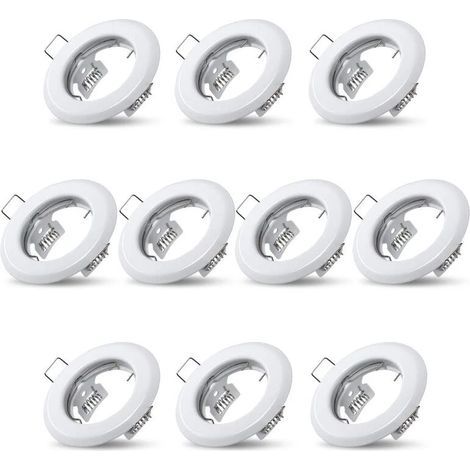 10x Einbaustrahler, Deckenleuchte, weiße Halterungen für Einbaustrahler, Edelstahlbeleuchtung, Küche, Wohnzimmer, Badezimmer, Einbauloch Ø55 mm (1/5)