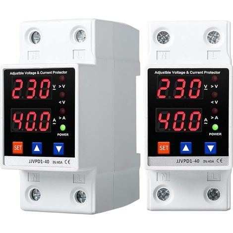 Einstellbarer Spannungs- und Stromschutz, Über-/Unterspannungsschutzgerät, 220 V AC 40 A 2-poliger Spannungsstabilisator mit digitaler Echtzeitanzeige (1/5)