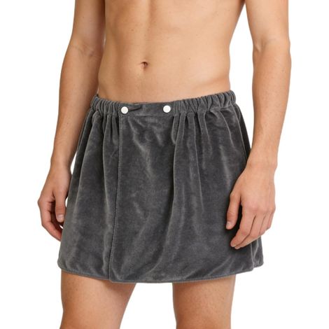 Serviette à Sauna pour Kilt Homme, 40 × 150 cm Kilt de Sauna pour Hommes  avec Fermeture Bouton et Élastique Etfermeture, Adaptée à La Salle de Sport, à La Douche, Au Sauna, Au Spa et à La Plage,Gris