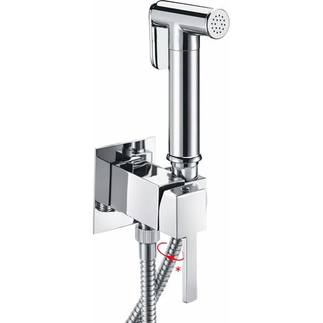 Bagnoclic – Robinet de bidet en laiton avec mélangeur – Finition métal – Douchette ronde – Flexible 120 cm pour installation facile