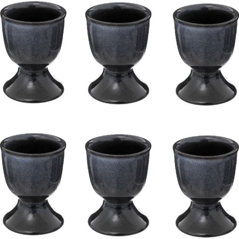 Lot de 6 coquetiers en céramique - Bleu - D 5,2 x H 6,7 cm - Livraison gratuite