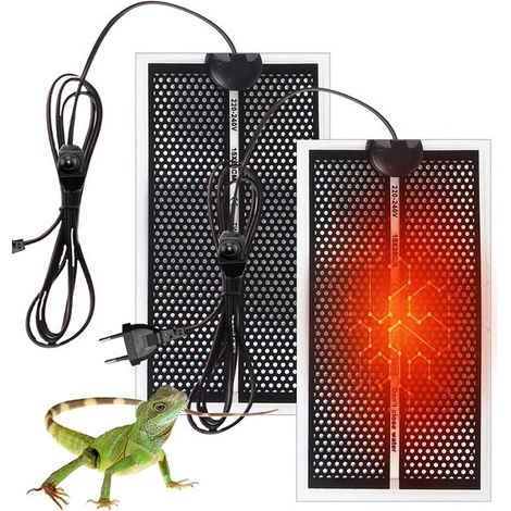 Alfombrilla calefactora para reptiles - Alfombrilla calefactora ajustable para terrario - 2 piezas (1/5)