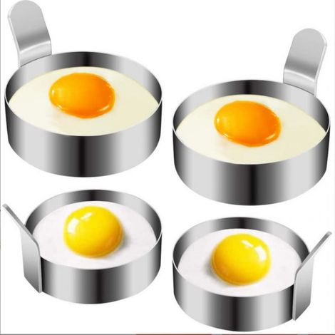 Anneau À Œufs En Acier Inoxydable - Moule Rond 9CM Pour Omelette Et Crêpe - Résistant Haute Température - Lot De 4 Pièces (1/4)
