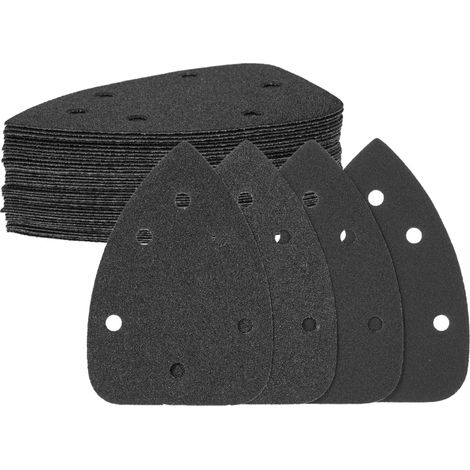 Juego de 40 piezas de papel de lija de carburo de silicio, negro, a base de agua, de 140 x 100 mm y 6 orificios. (1/5)