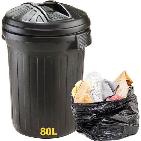 80L Large Capacity Indoor Outdoor Heavy Duty Shatterproof Refuse Rubbish Bin With Lid