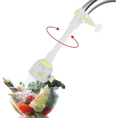 Adaptateur de robinet réglable anti-éclaboussures, filtre rotatif économique pour cuisine, rallonge de robinet à valve 13 cm vert (1/5)