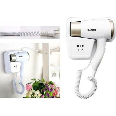 Sèche-cheveux mural 1500W – 2 vitesses – Compact pour salle de bain – Idéal pour hôtels et vestiaires